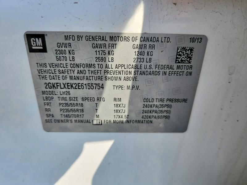 85607485 :رقم المزاد ، 2GKFLXEK2E6155754 vin ، 2014 Gmc Terrain مزاد بيع