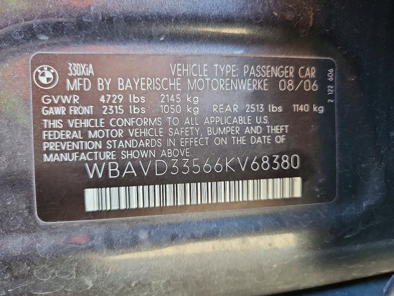 Продаж на аукціоні авто 2006 Bmw 330, vin: WBAVD33566KV68380, номер лоту: 60751396