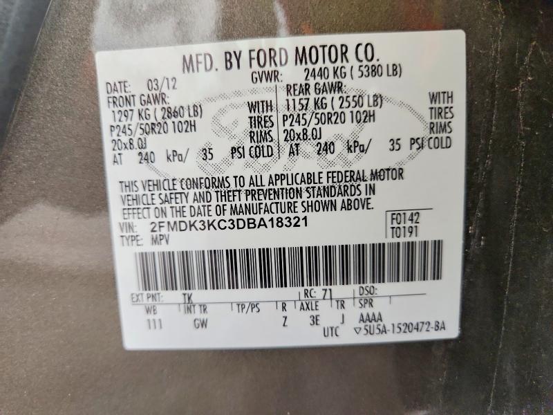 Продаж на аукціоні авто 2013 Ford Edge, vin: 2FMDK3KC3DBA18321, номер лоту: 60985466