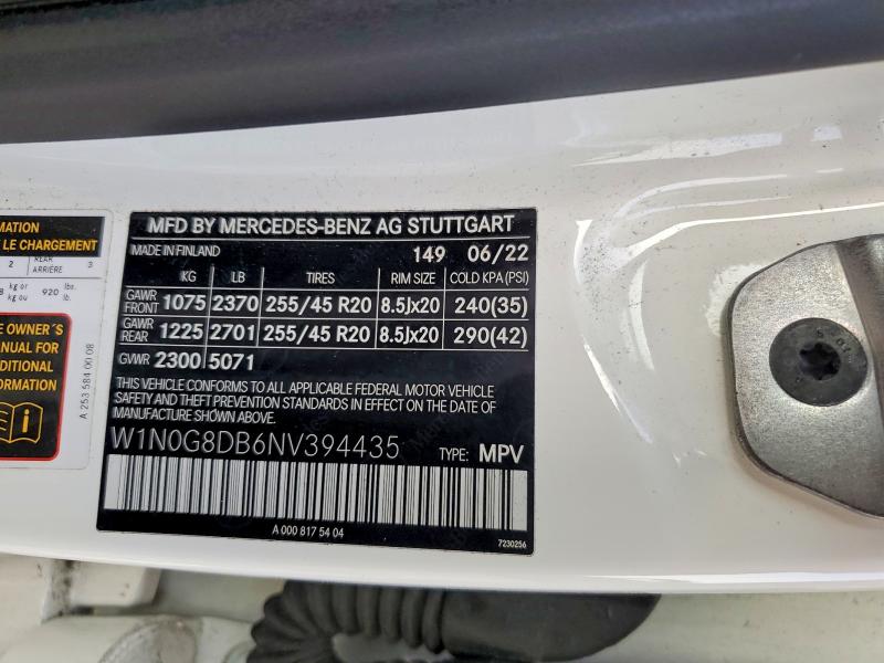 60967016 :رقم المزاد ، W1N0G8DB6NV394435 vin ، 2022 Mercedes-benz Glc مزاد بيع
