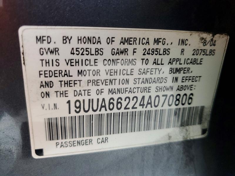 Продажа на аукционе авто 2004 Acura Tl, vin: 19UUA66224A070806, номер лота: 61403196