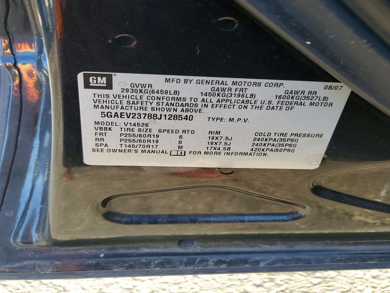 62985446 :رقم المزاد ، 5GAEV23788J128540 vin ، 2008 Buick Enclave مزاد بيع