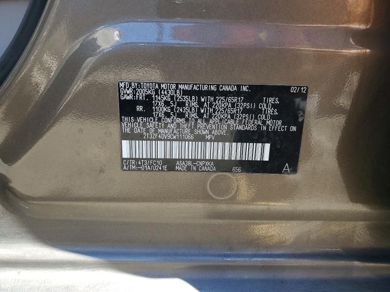 2012 Toyota Rav4 მანქანა იყიდება აუქციონზე, vin: 2T3ZF4DV9CW111066, აუქციონის ნომერი: 62103906