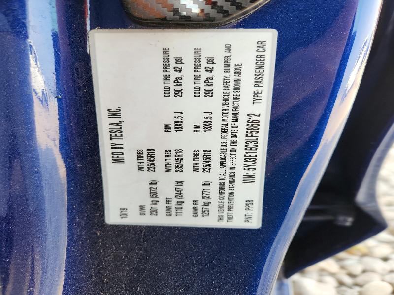 61542926 :رقم المزاد ، 5YJ3E1EC3LF586612 vin ، 2020 Tesla Model 3 مزاد بيع