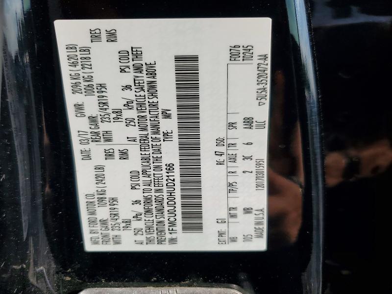 Aukcja sprzedaży 2017 Ford Escape, vin: 1FMCU0JD0HUD21166, numer aukcji: 61766176