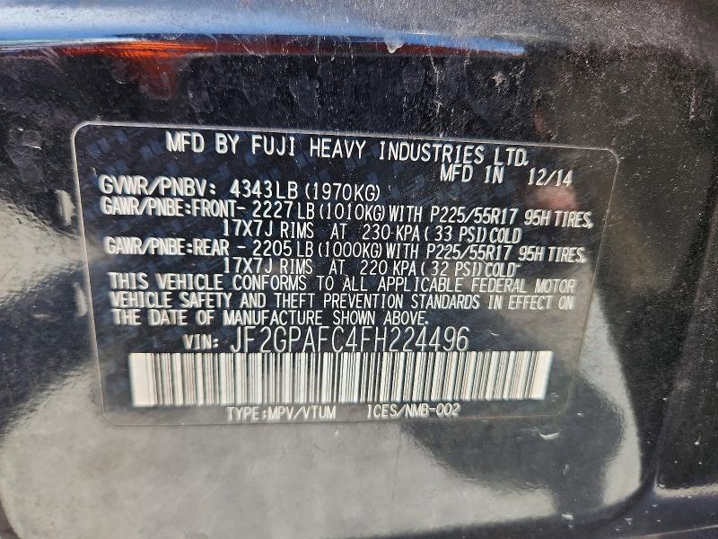 Aukcja sprzedaży 2015 Subaru Xv Crosstrek, vin: JF2GPAFC4FH224496, numer aukcji: 60888306