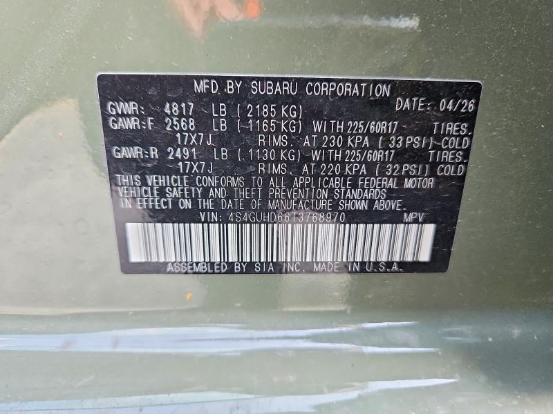 Продажа на аукционе авто 2026 Subaru Crosstrek, vin: 4S4GUHD66T3768970, номер лота: 60640666