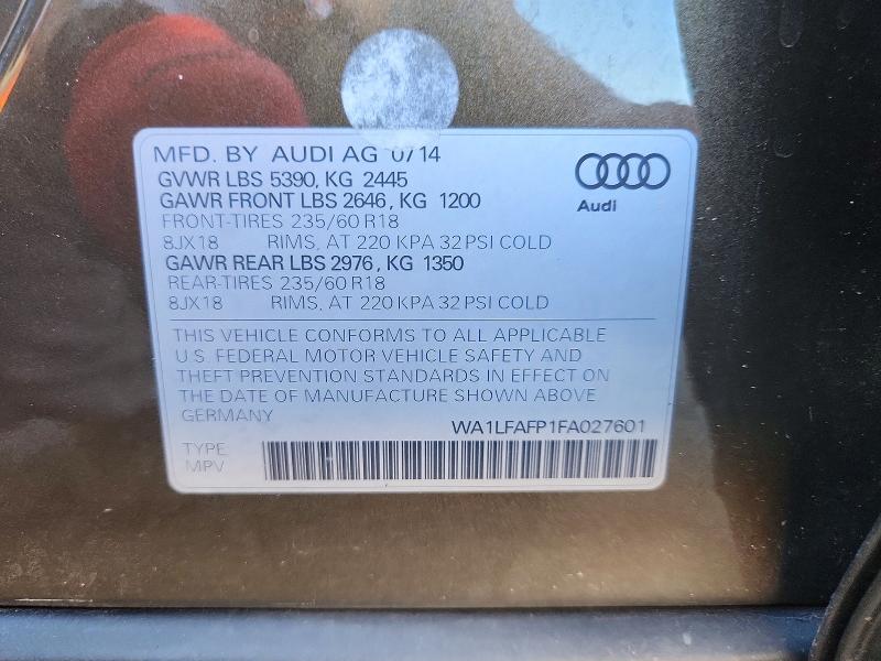 Aukcja sprzedaży 2015 Audi Q5, vin: WA1LFAFP1FA027601, numer aukcji: 60017016