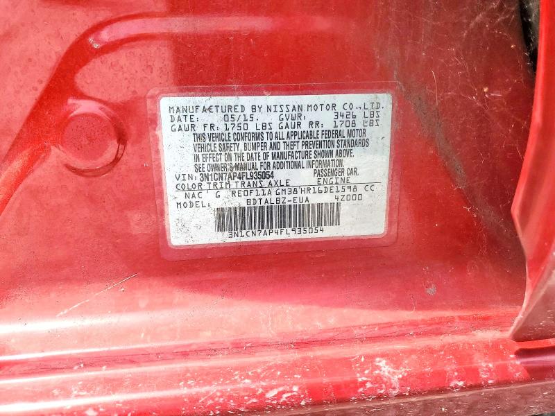 Aukcja sprzedaży 2015 Nissan Versa, vin: 3N1CN7AP4FL935054, numer aukcji: 60886356