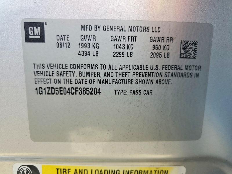 Aukcja sprzedaży 2012 Chevrolet Malibu, vin: 1G1ZD5E04CF385204, numer aukcji: 61437226