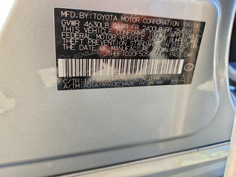 Aukcja sprzedaży 2015 Lexus Is, vin: JTHBF1D20F5054594, numer aukcji: 61098276
