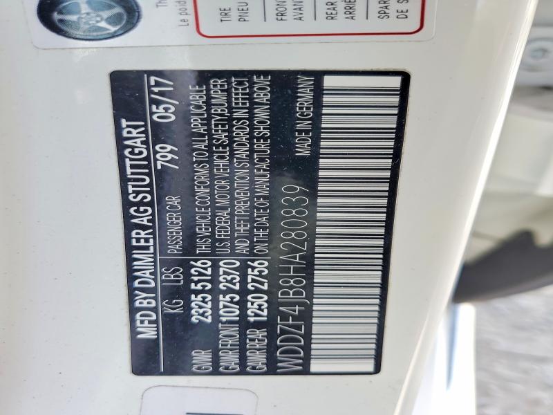 Продаж на аукціоні авто 2017 Mercedes-benz E, vin: WDDZF4JB8HA280839, номер лоту: 59638476