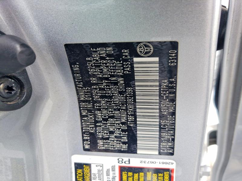 62904706 :رقم المزاد ، 4T1BF1FK8FU921398 vin ، 2015 Toyota Camry مزاد بيع