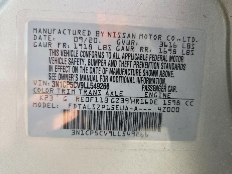 Продаж на аукціоні авто 2020 Nissan Kicks, vin: 3N1CP5CV9LL549266, номер лоту: 85456655