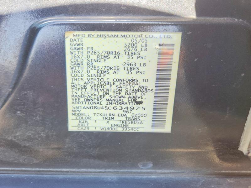 Aukcja sprzedaży 2005 Nissan Xterra, vin: 5N1AN08U45C634975, numer aukcji: 62516596