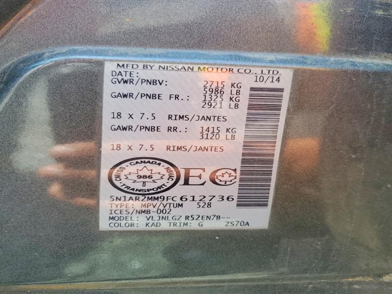 Aukcja sprzedaży 2015 Nissan Pathfinder, vin: 5N1AR2MM9FC612736, numer aukcji: 63574966