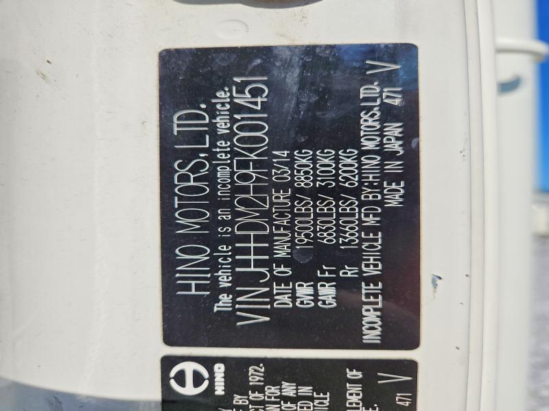 Продажа на аукционе авто 2015 Hino 195, vin: JHHHDM2H9FK001451, номер лота: 62670526