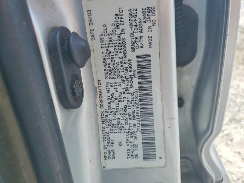 59858006 :رقم المزاد ، JTEZU14R140018101 vin ، 2004 Toyota 4runner مزاد بيع