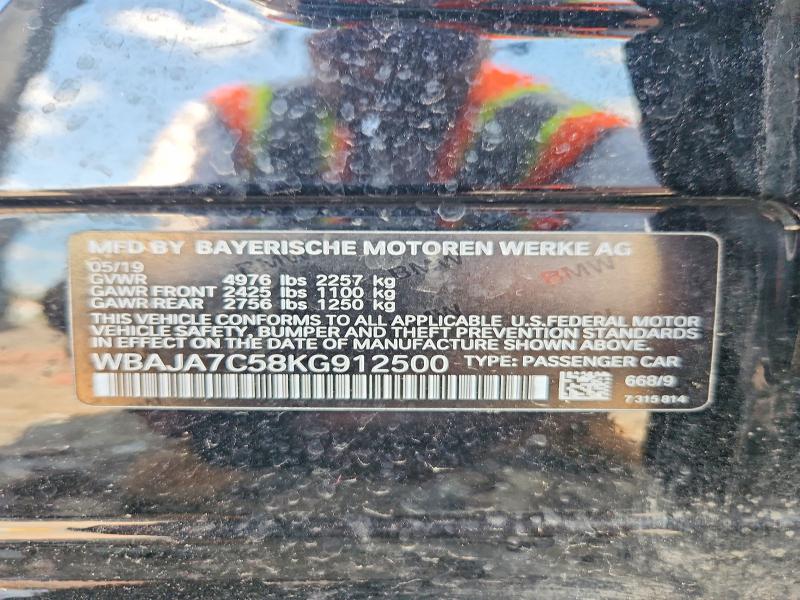 Aukcja sprzedaży 2019 Bmw 530, vin: WBAJA7C58KG912500, numer aukcji: 62195796