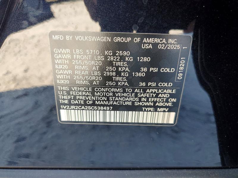 Aukcja sprzedaży 2025 Volkswagen Atlas, vin: 1V2JR2CA2SC538497, numer aukcji: 60459736