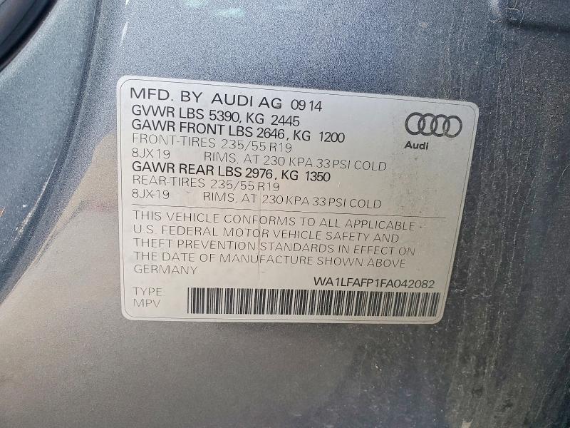 60712136 :رقم المزاد ، WA1LFAFP1FA042082 vin ، 2015 Audi Q5 مزاد بيع
