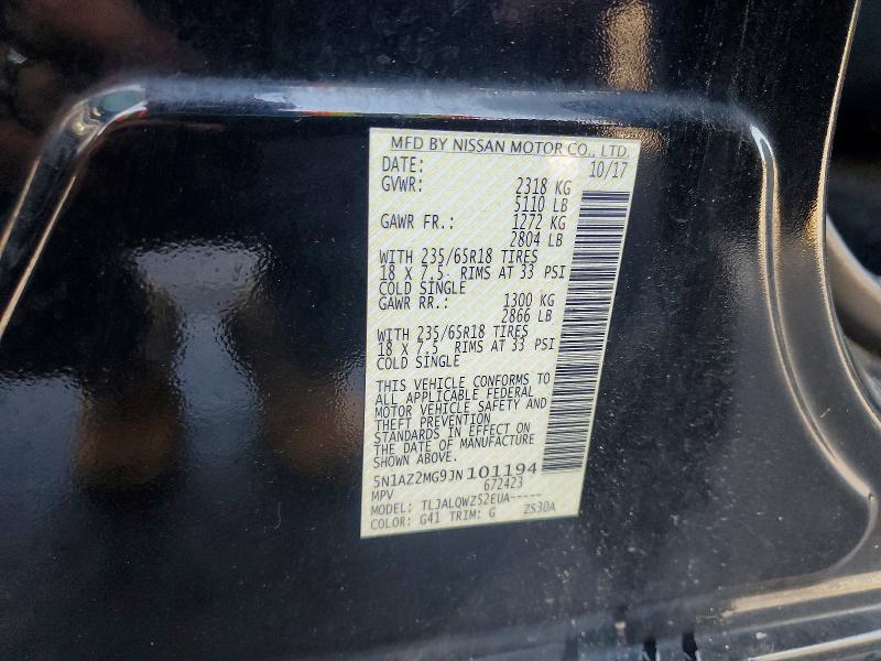 Aukcja sprzedaży 2018 Nissan Murano, vin: 5N1AZ2MG9JN101194, numer aukcji: 60029436