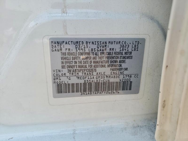 59905186 :رقم المزاد ، 3N1AB7APXFY262676 vin ، 2015 Nissan Sentra مزاد بيع