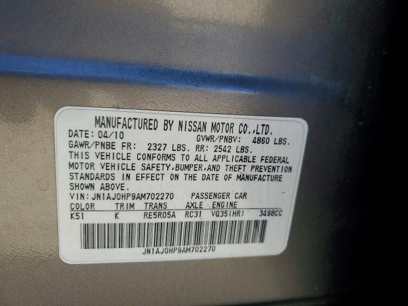 Aukcja sprzedaży 2010 Infiniti Ex35, vin: JN1AJ0HP9AM702270, numer aukcji: 61755986