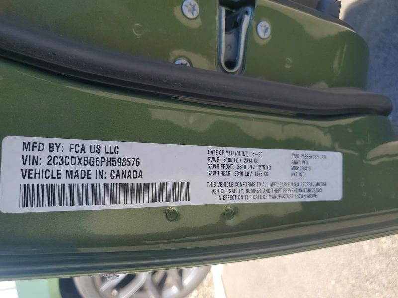 2023 Dodge Charger მანქანა იყიდება აუქციონზე, vin: 2C3CDXBG6PH598576, აუქციონის ნომერი: 59672006