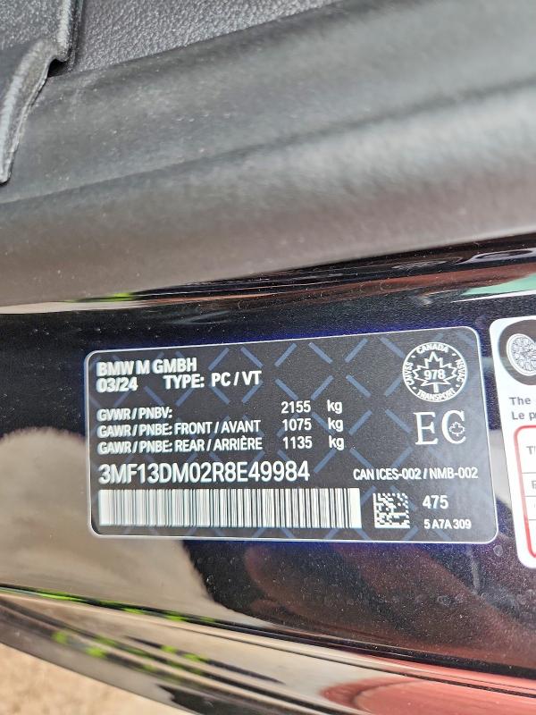 2024 Bmw M2 მანქანა იყიდება აუქციონზე, vin: 3MF13DM02R8E49984, აუქციონის ნომერი: 60293426