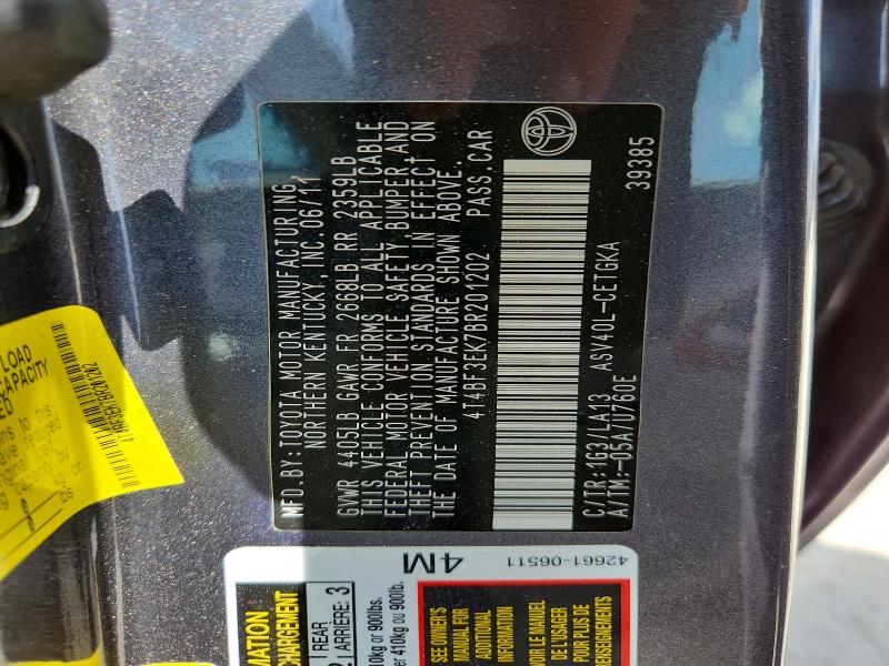 59891136 :رقم المزاد ، 4T4BF3EK7BR201202 vin ، 2011 Toyota Camry مزاد بيع