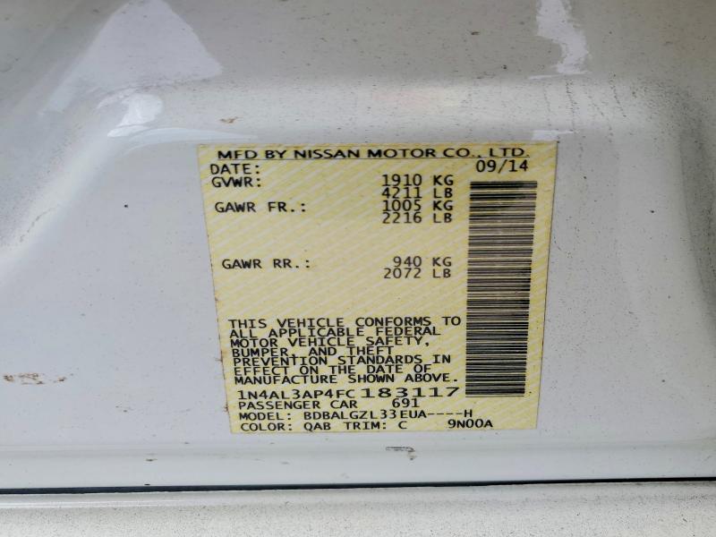 Продаж на аукціоні авто 2015 Nissan Altima, vin: 1N4AL3AP4FC183117, номер лоту: 59252586