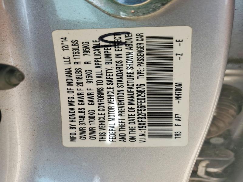 60459886 :رقم المزاد ، 19XFB2F56FE029876 vin ، 2015 Honda Civic مزاد بيع