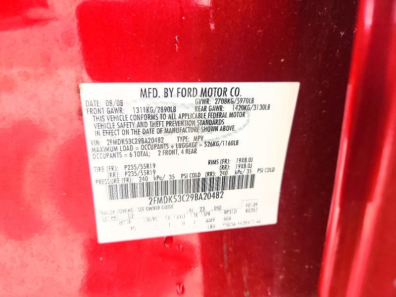 2009 Ford Flex მანქანა იყიდება აუქციონზე, vin: 2FMDK53C29BA20482, აუქციონის ნომერი: 59393536