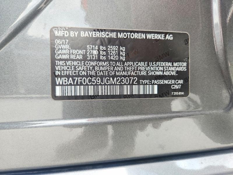 60860216 :رقم المزاد ، WBA7F0C59JGM23072 vin ، 2018 Bmw 750 مزاد بيع