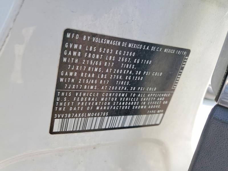 Продаж на аукціоні авто 2020 Volkswagen Tiguan, vin: 3VV3B7AX6LM046785, номер лоту: 62800546
