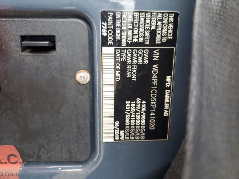 Aukcja sprzedaży 2019 Mercedes-benz Sprinter, vin: WD4PF1CD5KP141020, numer aukcji: 59777676