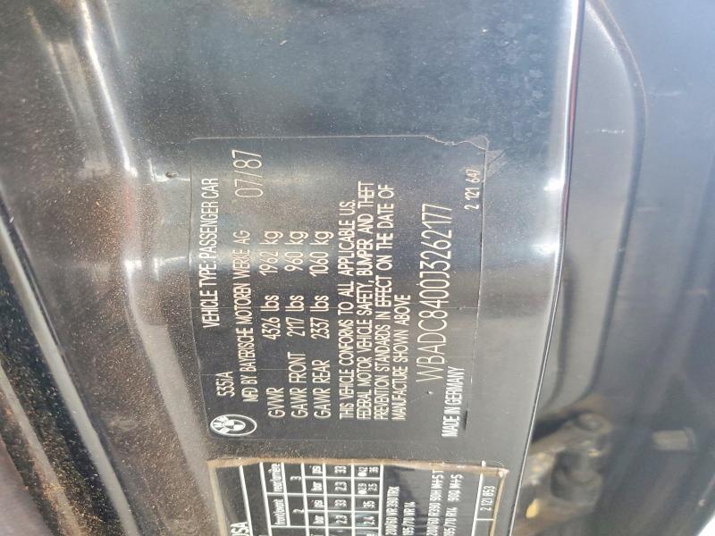Aukcja sprzedaży 1988 Bmw 535, vin: WBADC8400J3262177, numer aukcji: 59861916