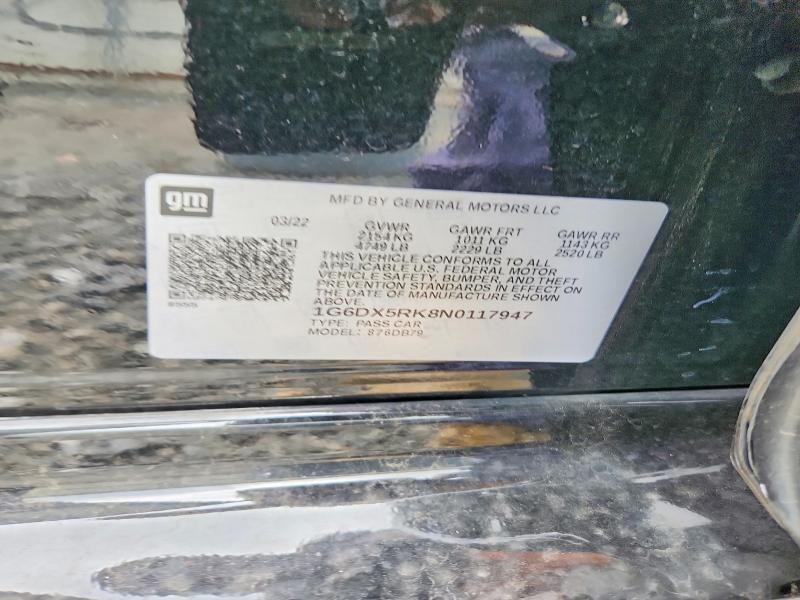 59305066 :رقم المزاد ، 1G6DX5RK8N0117947 vin ، 2022 Cadillac Ct5 مزاد بيع