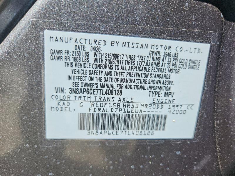 Aukcja sprzedaży 2026 Nissan Kicks, vin: 3N8AP6CE7TL408128, numer aukcji: 61857476