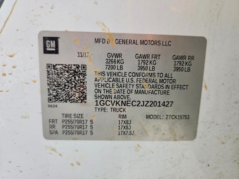 Aukcja sprzedaży 2018 Chevrolet Silverado, vin: 1GCVKNEC2JZ201427, numer aukcji: 61329266