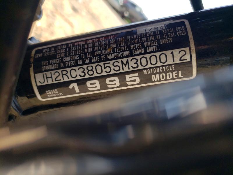 Продажа на аукционе авто 1995 Honda Cb750, vin: JH2RC3805SM300012, номер лота: 63155066