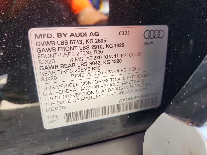 Продаж на аукціоні авто 2021 Audi Sq5, vin: WA1A4BFY1M2073397, номер лоту: 61859556