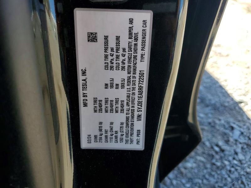 Продаж на аукціоні авто 2024 Tesla Model 3, vin: 5YJ3E1EA8RF722501, номер лоту: 59909766