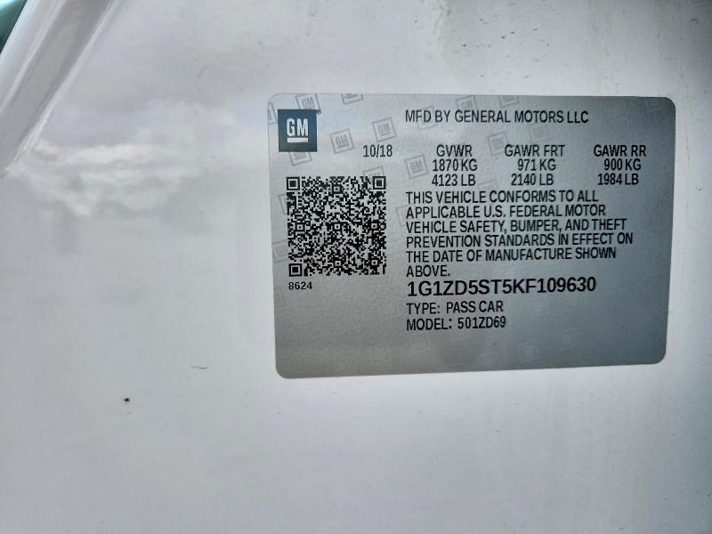 Продажа на аукционе авто 2019 Chevrolet Malibu, vin: 1G1ZD5ST5KF109630, номер лота: 61640416