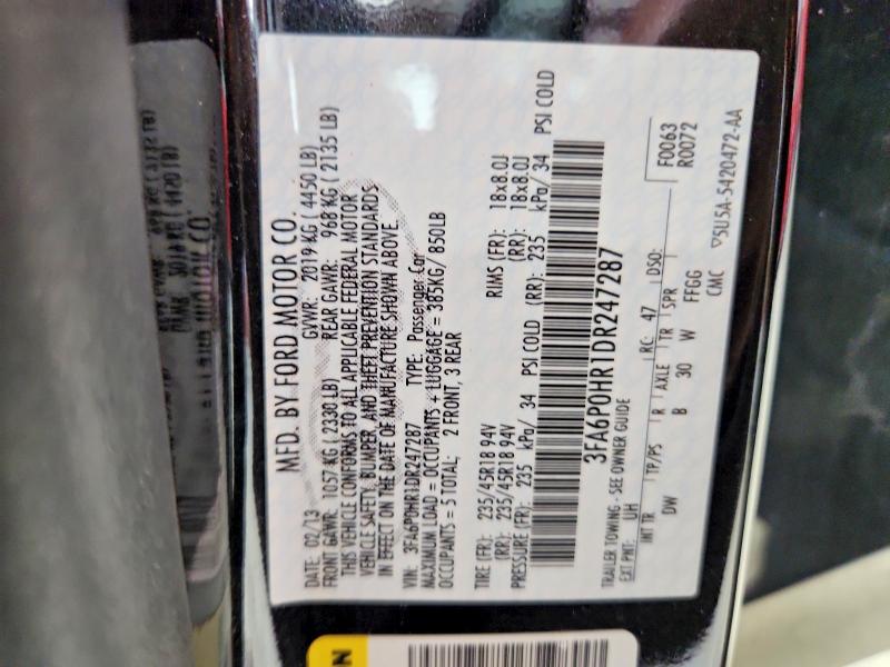 Aukcja sprzedaży 2013 Ford Fusion, vin: 3FA6P0HR1DR247287, numer aukcji: 59668106