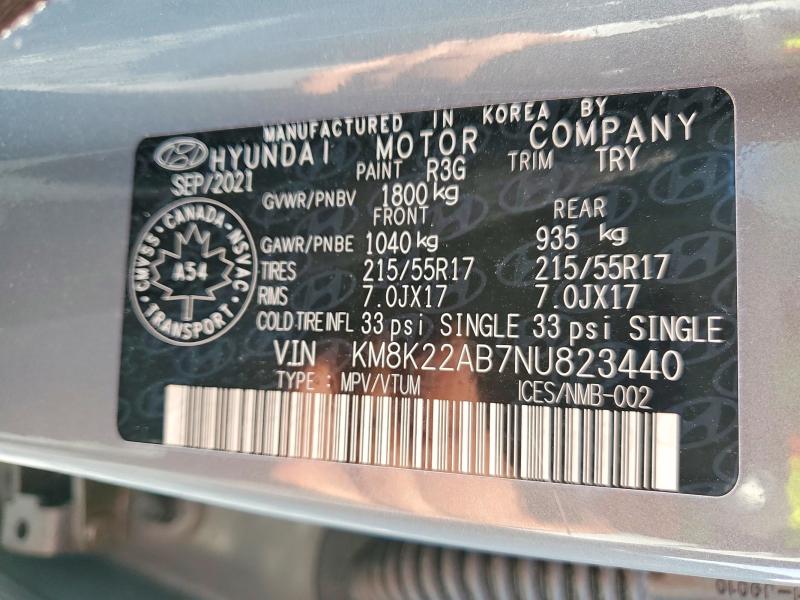 Aukcja sprzedaży 2022 Hyundai Kona, vin: KM8K22AB7NU823440, numer aukcji: 60606226