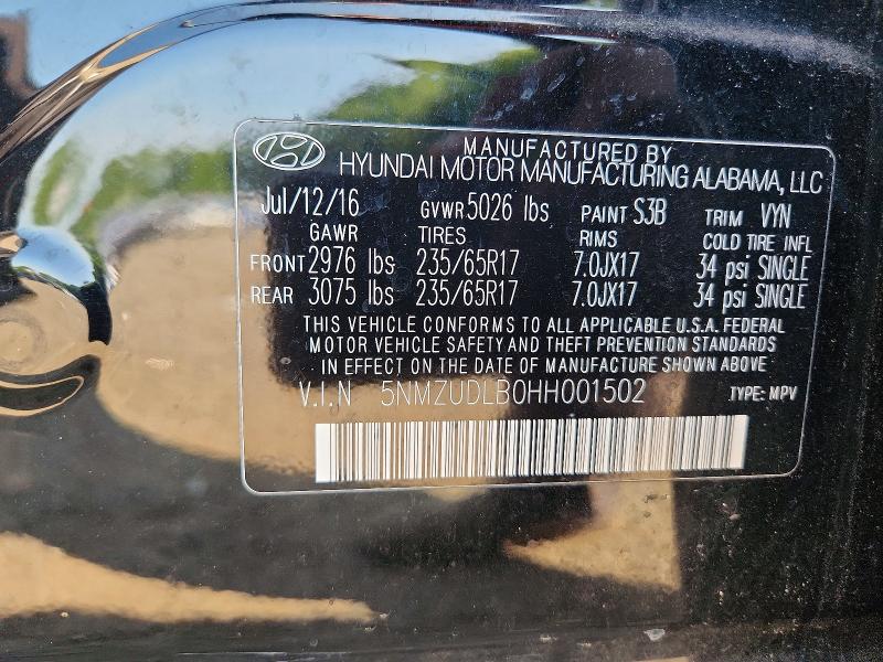 Продаж на аукціоні авто 2017 Hyundai Santa Fe Sport, vin: 5NMZUDLB0HH001502, номер лоту: 61888766