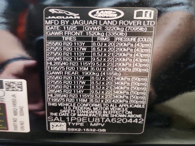 Продаж на аукціоні авто 2026 Land Rover Range Rover Sport, vin: SAL1P9EU8TA620442, номер лоту: 62120216
