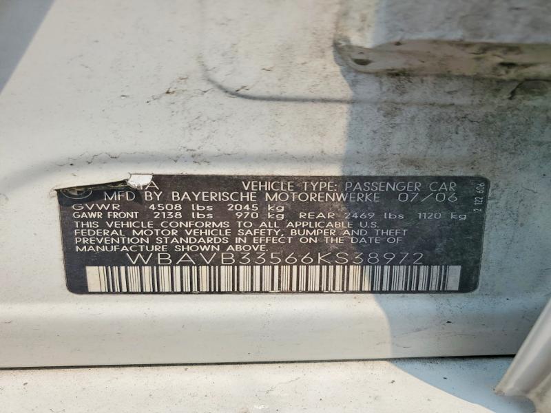 Продажа на аукционе авто 2006 Bmw 330, vin: WBAVB33566KS38972, номер лота: 61507246